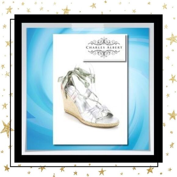 Charles Albert Silver Wedge Espadrilles 8.5 - Picture 1 of 5